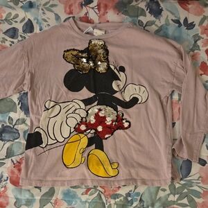 Disney Long Sleeve Shirt with Sequin Minnie Design - Lavender